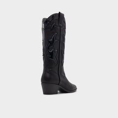 Aldo Nebraska Black Women's Western - Mid-calf western boot, Block heel Women