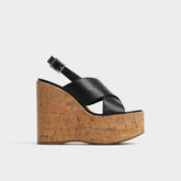 Aldo Sandcastle Black Women's Platform sandals - Strappy wedge sandal Women