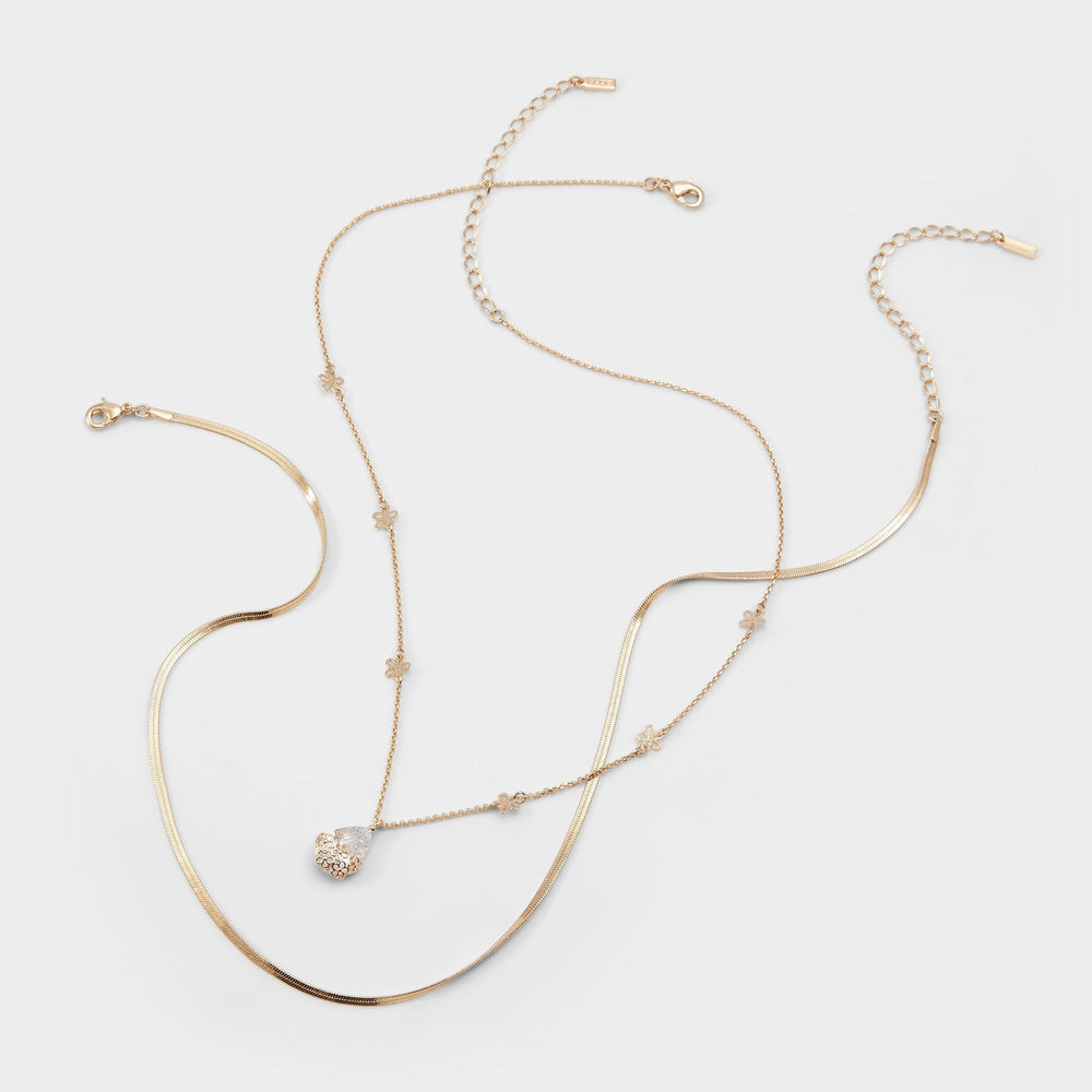 Aldo Teardrop Gold/Clear Multi Women's Necklaces - Necklace Women|Accessories