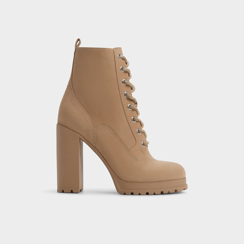 Aldo Rebelliously in Medium Beige - Combat ankle boot, Lug sole Women