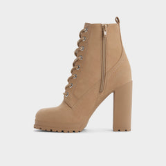 Aldo Rebelliously in Medium Beige - Combat ankle boot, Lug sole Women