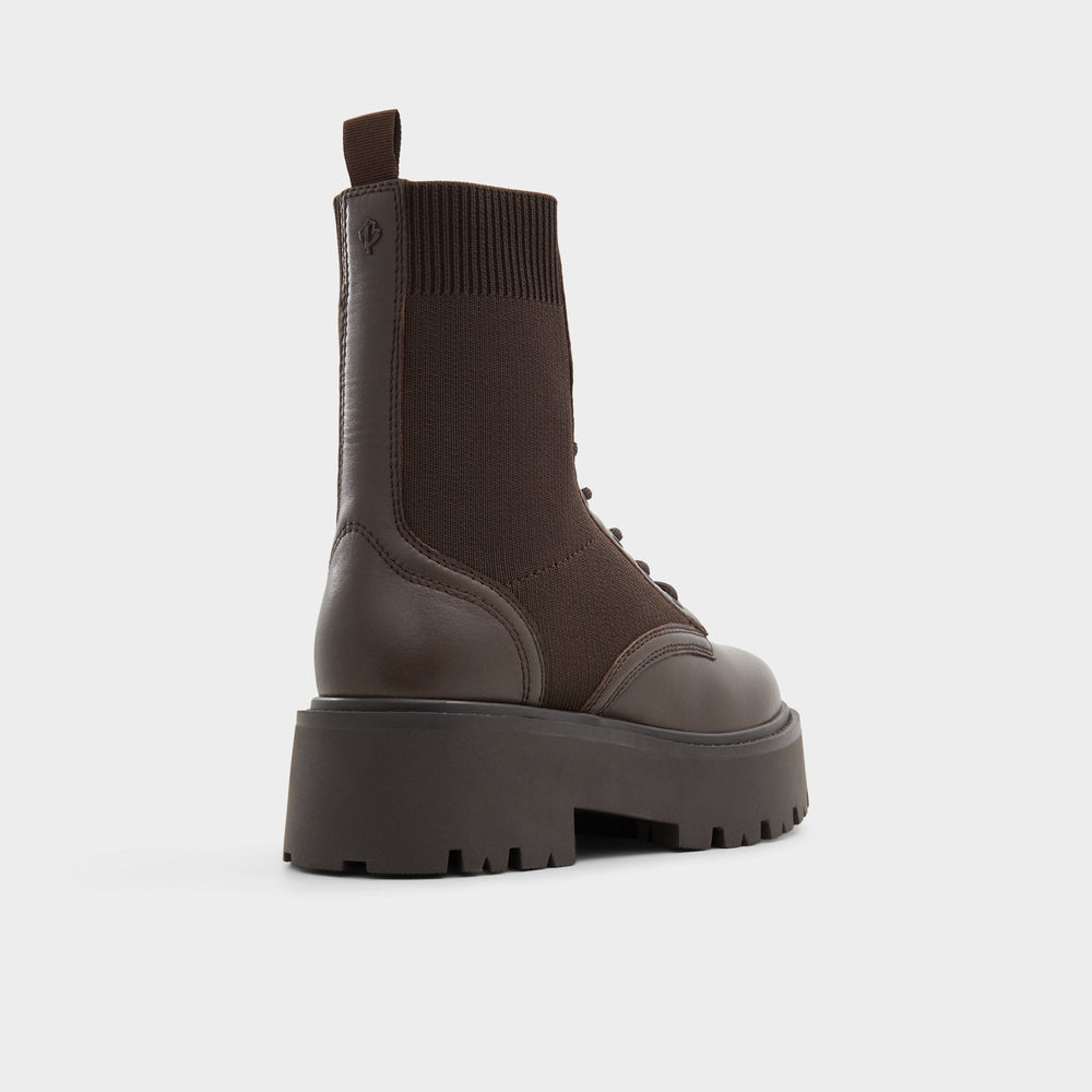 Aldo Talaleryknit Brown Overflow Women's Combat boots - Combat ankle boot, Brown Women