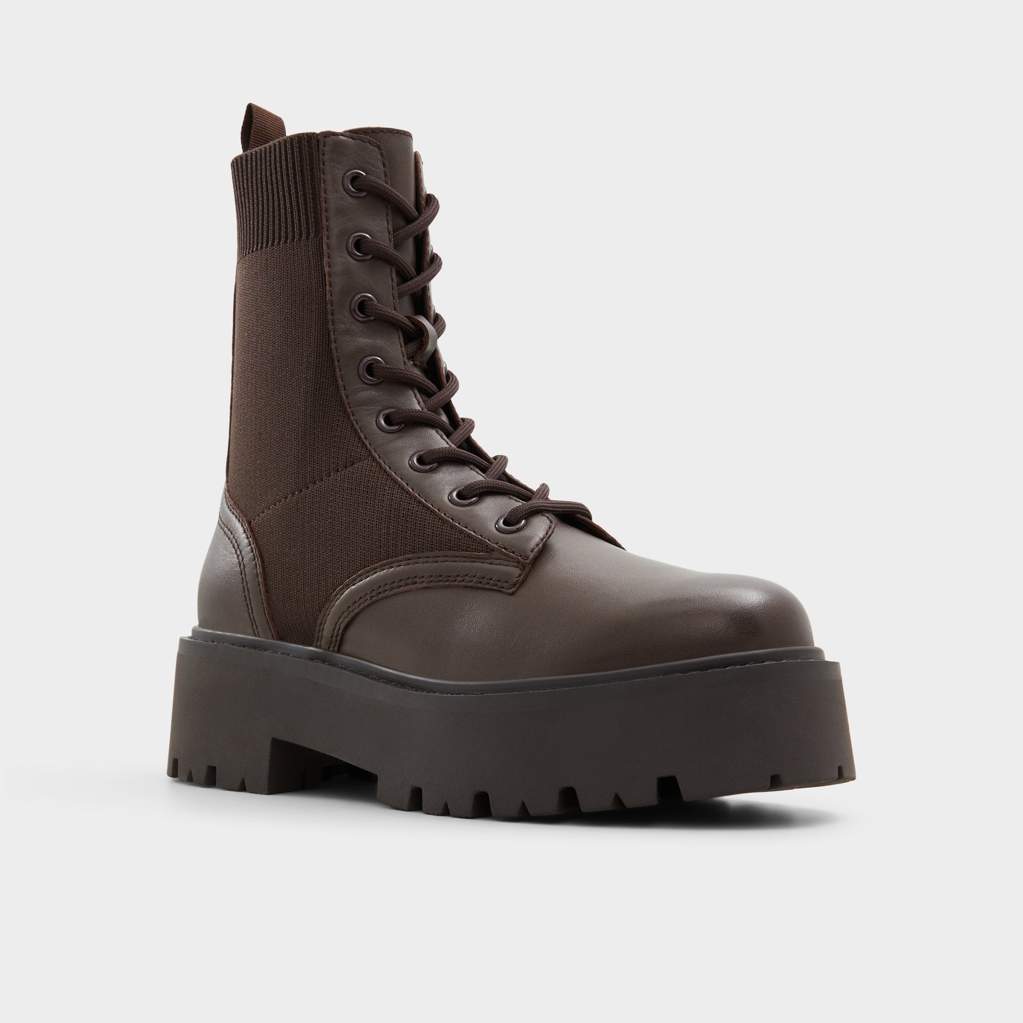 Aldo Talaleryknit Brown Overflow Women's Combat boots - Combat ankle boot, Brown Women