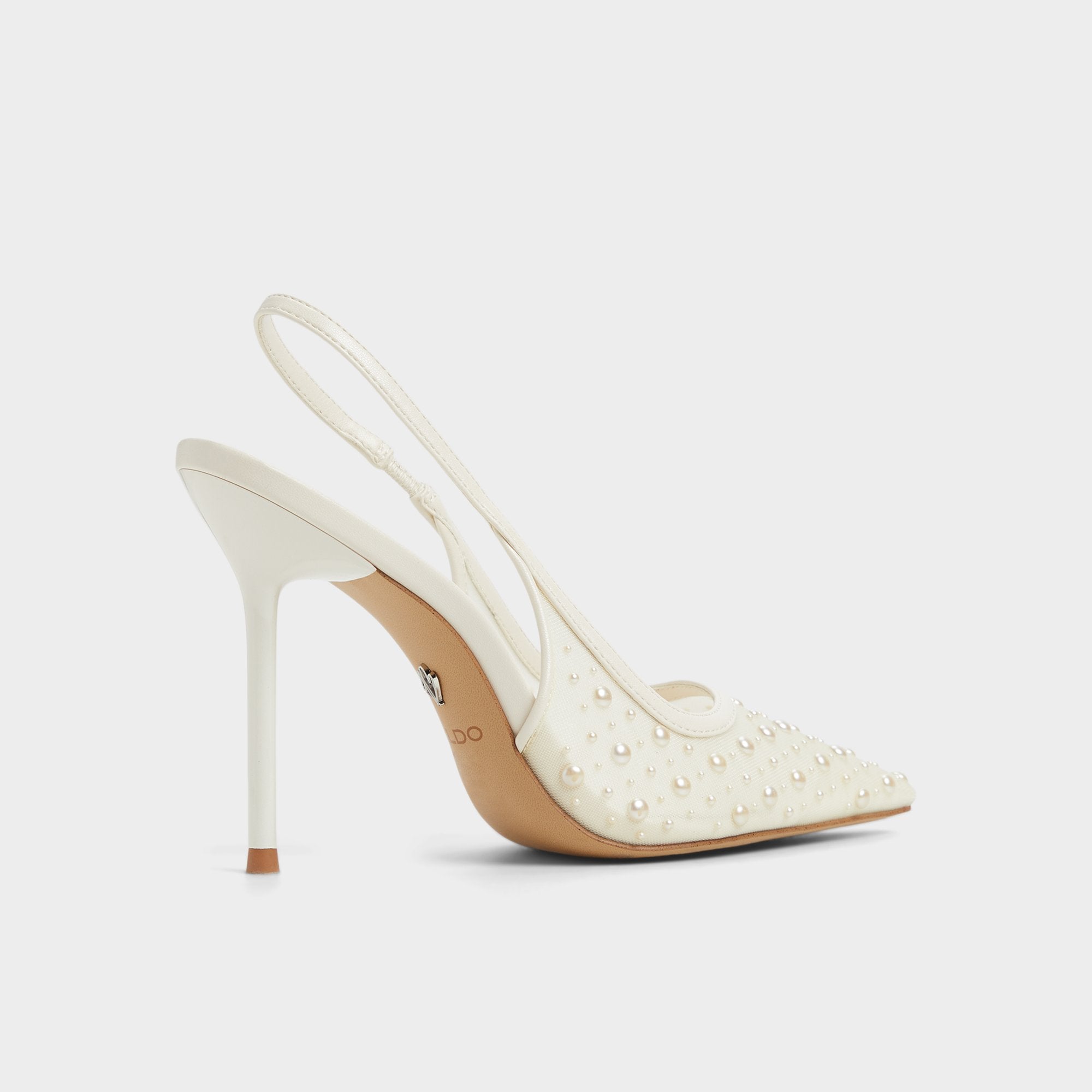 Aldo Pearlescent Other White Textile Mesh Women's Slingbacks - Slingback heel Women