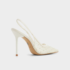 Aldo Pearlescent Other White Textile Mesh Women's Slingbacks - Slingback heel Women