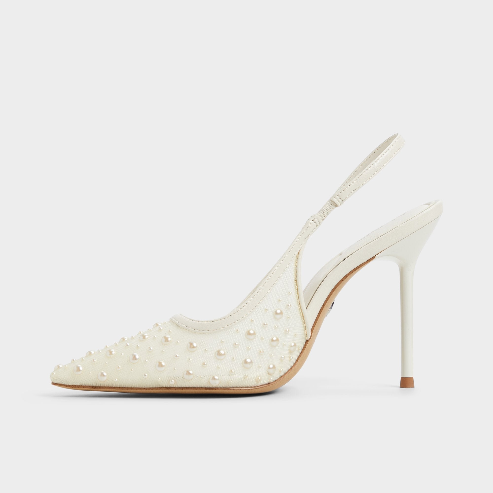 Aldo Pearlescent Other White Textile Mesh Women's Slingbacks - Slingback heel Women