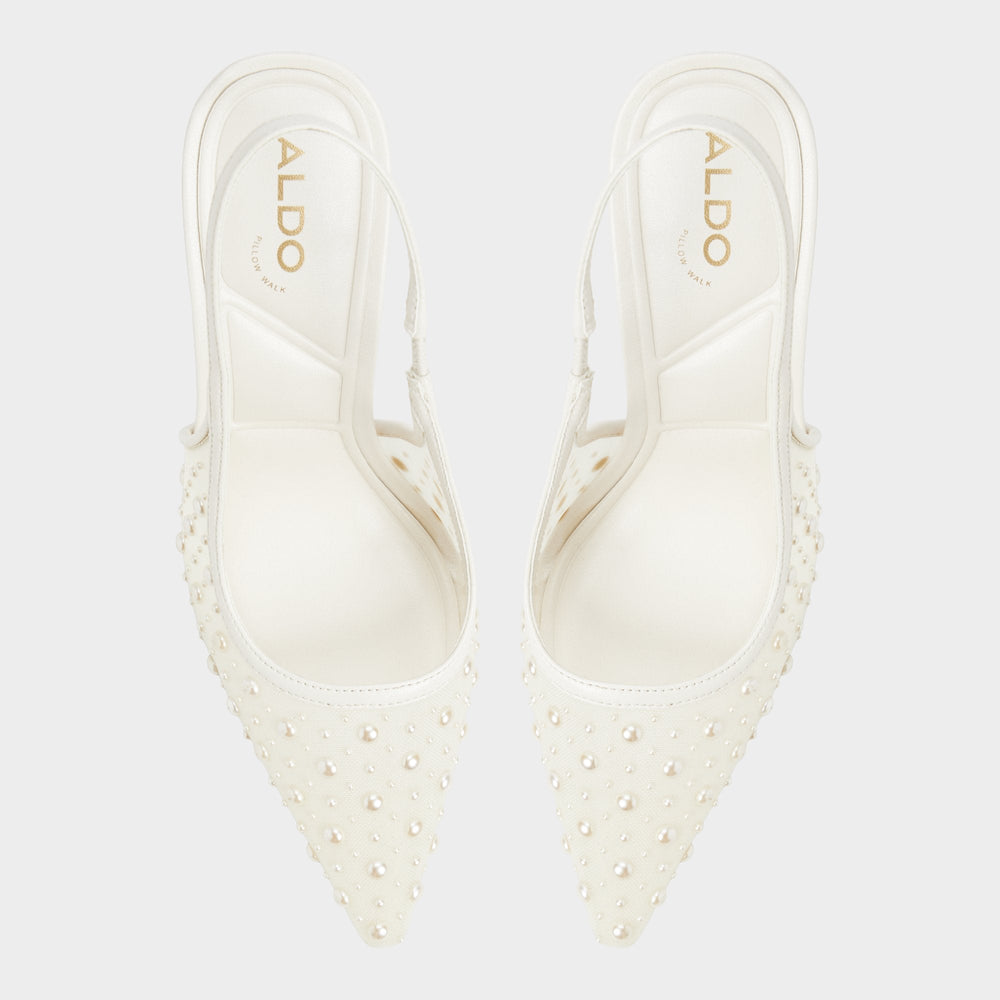 Aldo Pearlescent Other White Textile Mesh Women's Slingbacks - Slingback heel Women