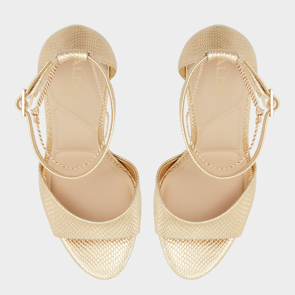 Aldo Afumeth Gold Women's Platform sandals - Strappy heeled sandal, Stiletto platform Women