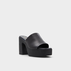 Aldo Maysee Other Black Leather Smooth Women's Mule slides - Heeled mule, Platform Women