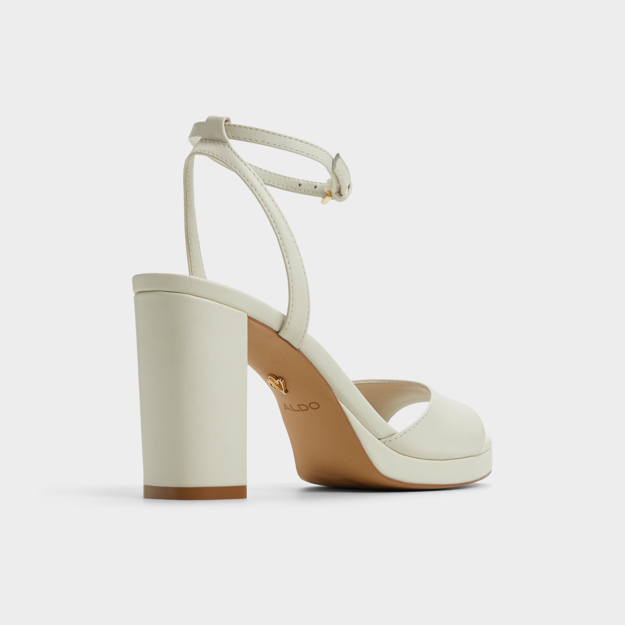 Aldo Gracious White/Bone Women's Block heels - Strappy heeled sandal, Block heel Women