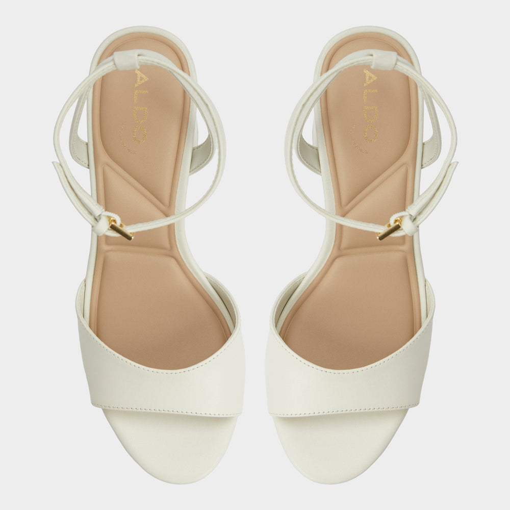 Aldo Gracious White/Bone Women's Block heels - Strappy heeled sandal, Block heel Women