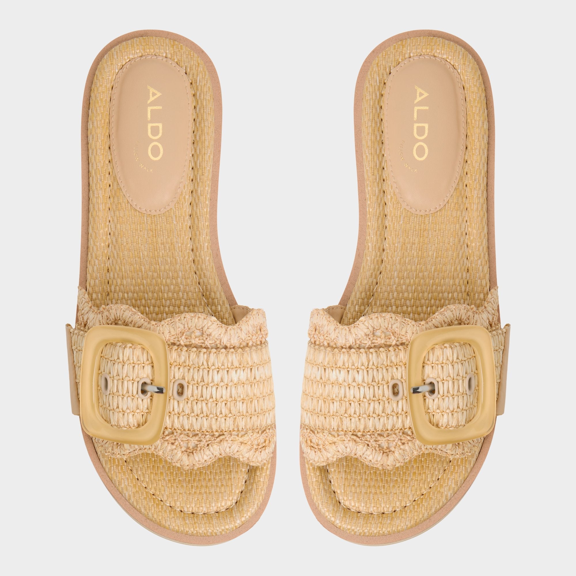 Aldo Wavynelly Light Beige Women's Flats - Slide sandal, Platform Women