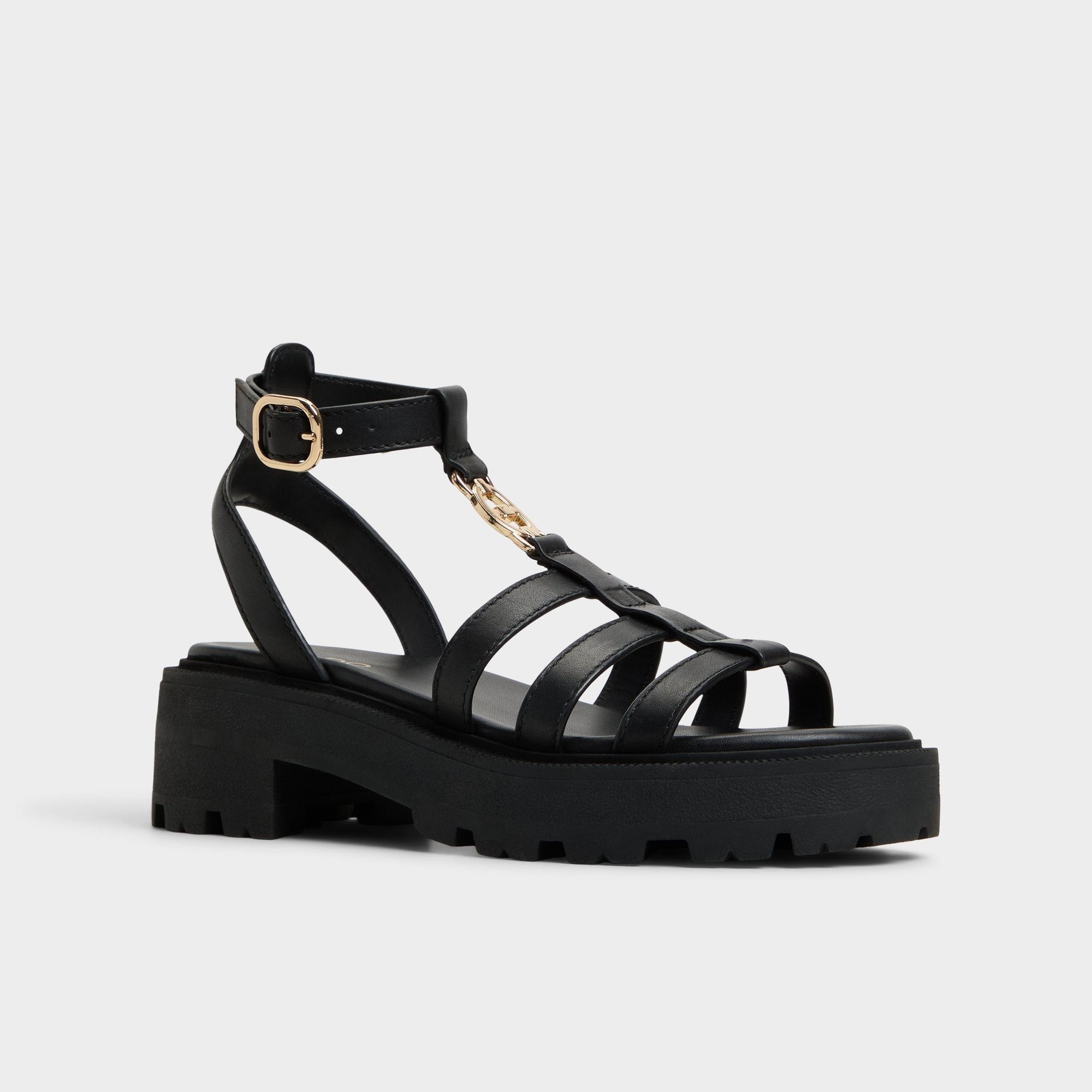 Aldo Lamington Black Women's Strappy sandals - Gladiator sandal, Lug sole Women