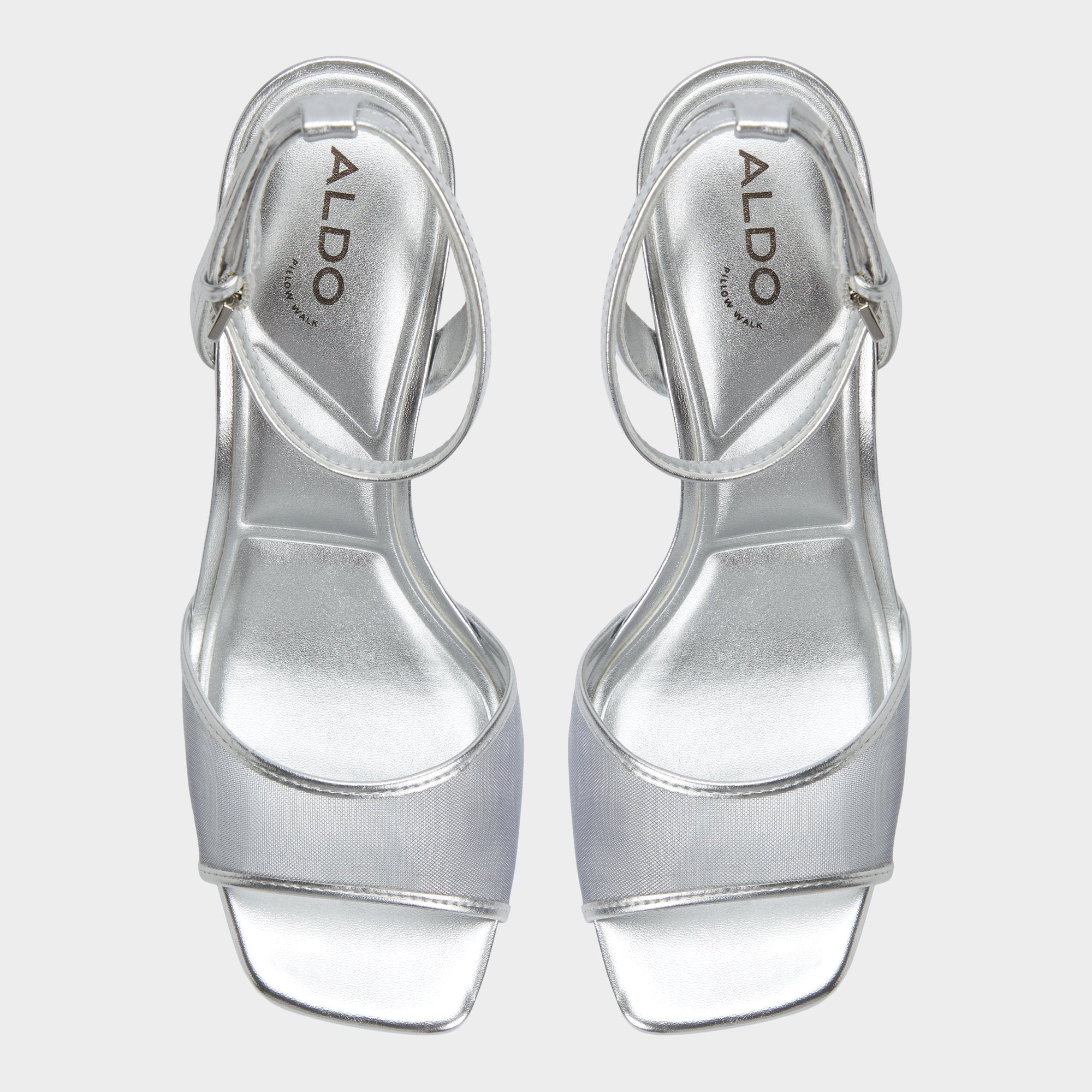 Aldo Chicglimmer Silver Women's Platform sandals - Strappy heeled sandal, Block heel Women