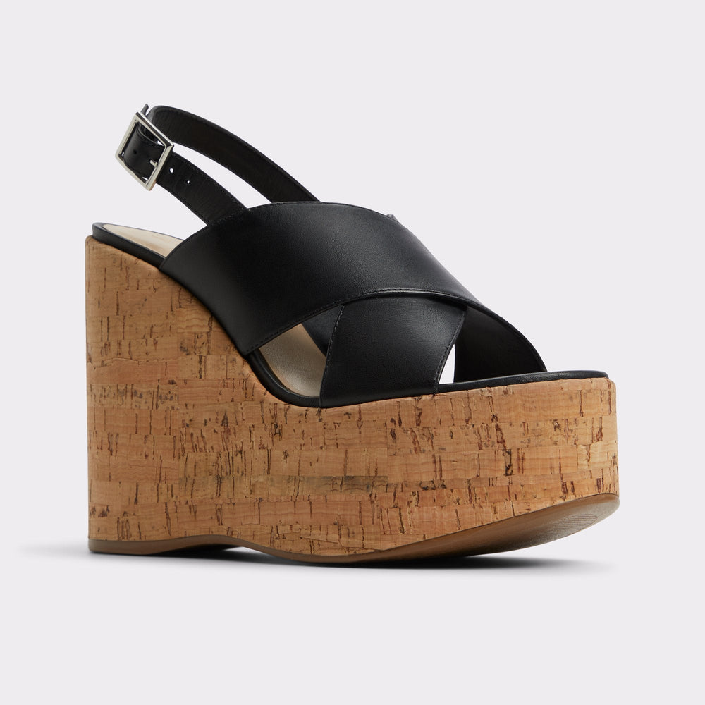 Aldo Sandcastle Black Women's Platform sandals - Strappy wedge sandal Women
