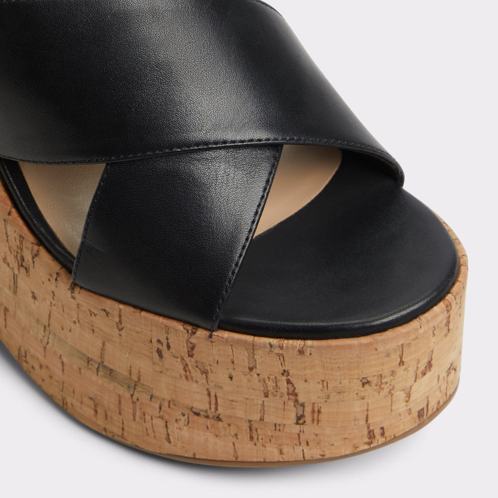 Aldo Sandcastle Black Women's Platform sandals - Strappy wedge sandal Women