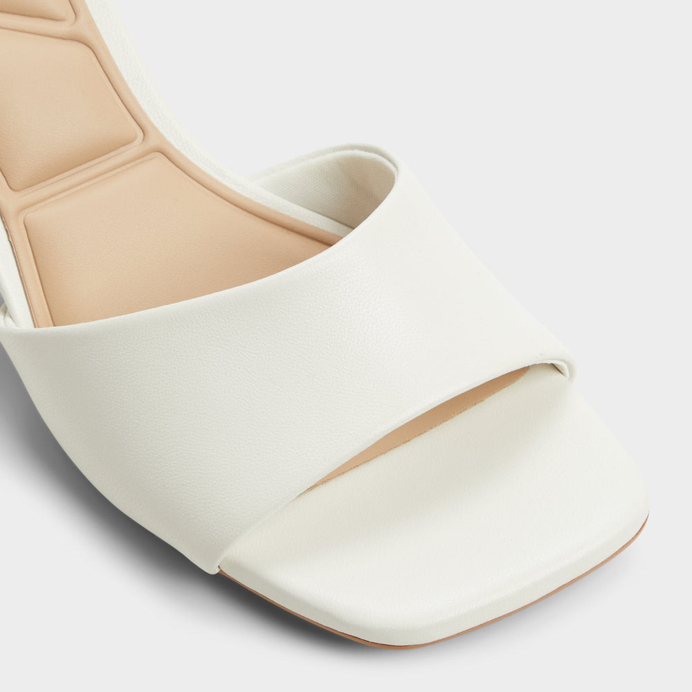 Aldo Tisha White Women's Heeled mules - Heeled mule, Block heel Women