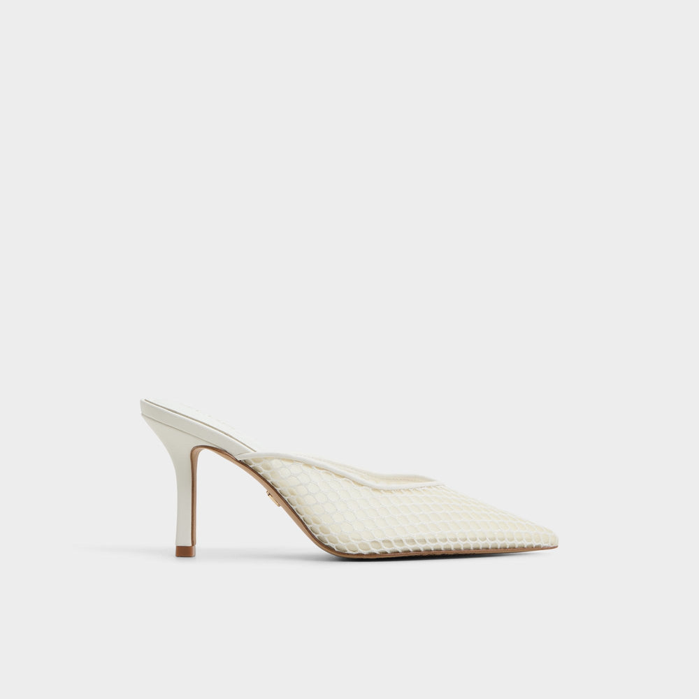 Aldo Gamilia Open White Textile Mesh Women's Mesh - Heeled mule, Stiletto heel Women