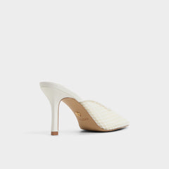 Aldo Gamilia Open White Textile Mesh Women's Mesh - Heeled mule, Stiletto heel Women