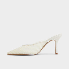 Aldo Gamilia Open White Textile Mesh Women's Mesh - Heeled mule, Stiletto heel Women
