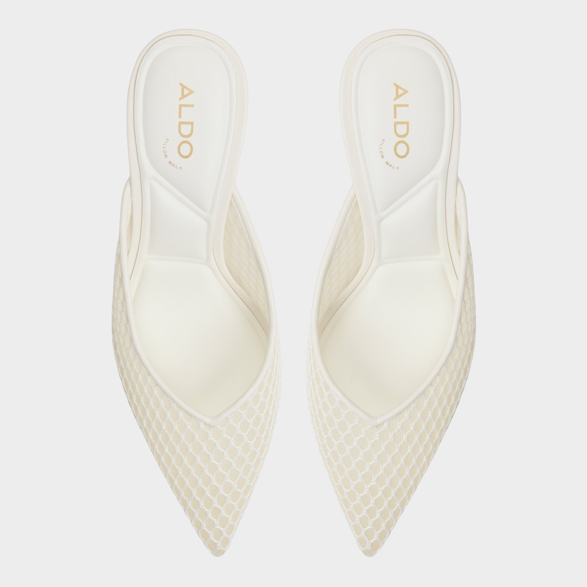Aldo Gamilia Open White Textile Mesh Women's Mesh - Heeled mule, Stiletto heel Women