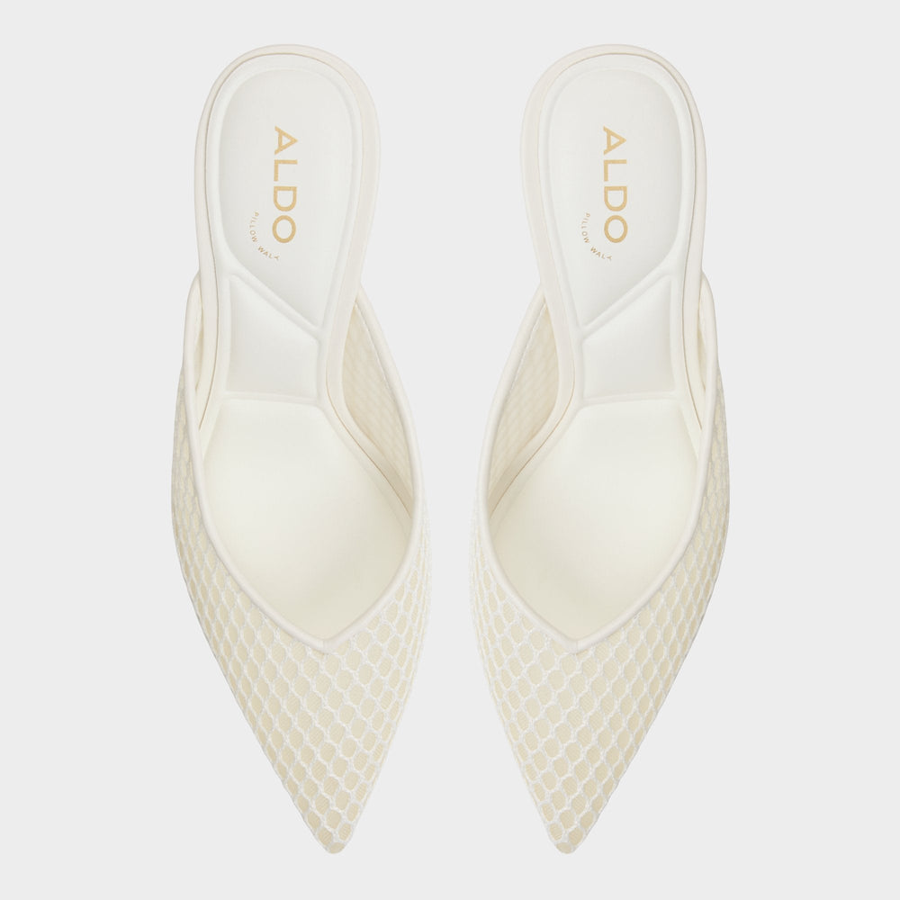 Aldo Gamilia Open White Textile Mesh Women's Mesh - Heeled mule, Stiletto heel Women
