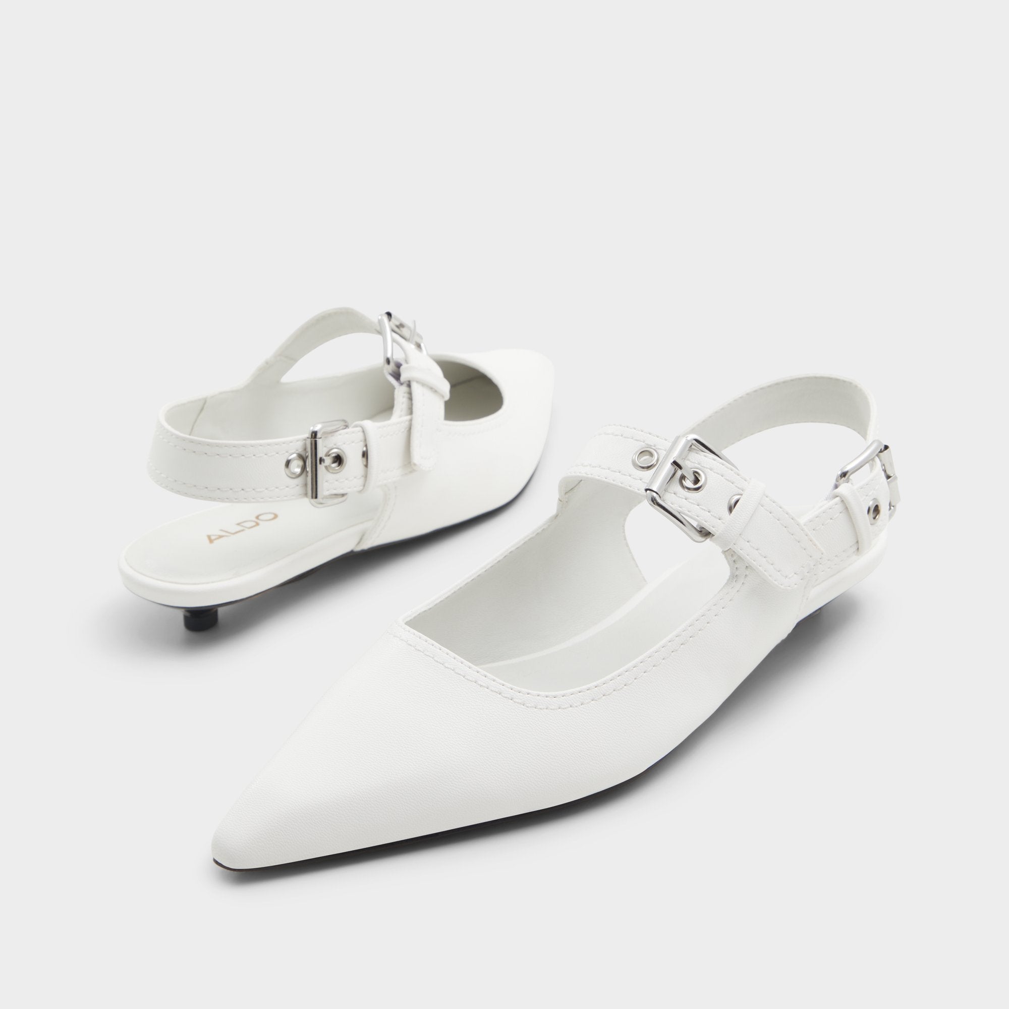 Aldo Kellya White Women's Slingbacks - Sling back high heel, Kitten heel Women