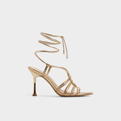 Aldo Curacao in Gold - Strappy heeled sandal, Stiletto heel Women|New