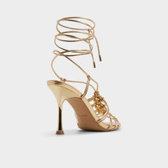 Aldo Curacao in Gold - Strappy heeled sandal, Stiletto heel Women|New