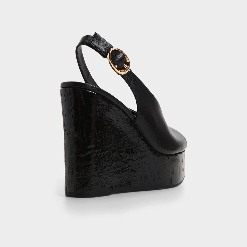 Aldo Tatianah in Black - Sling back heeled sandal, Wedge heel Women