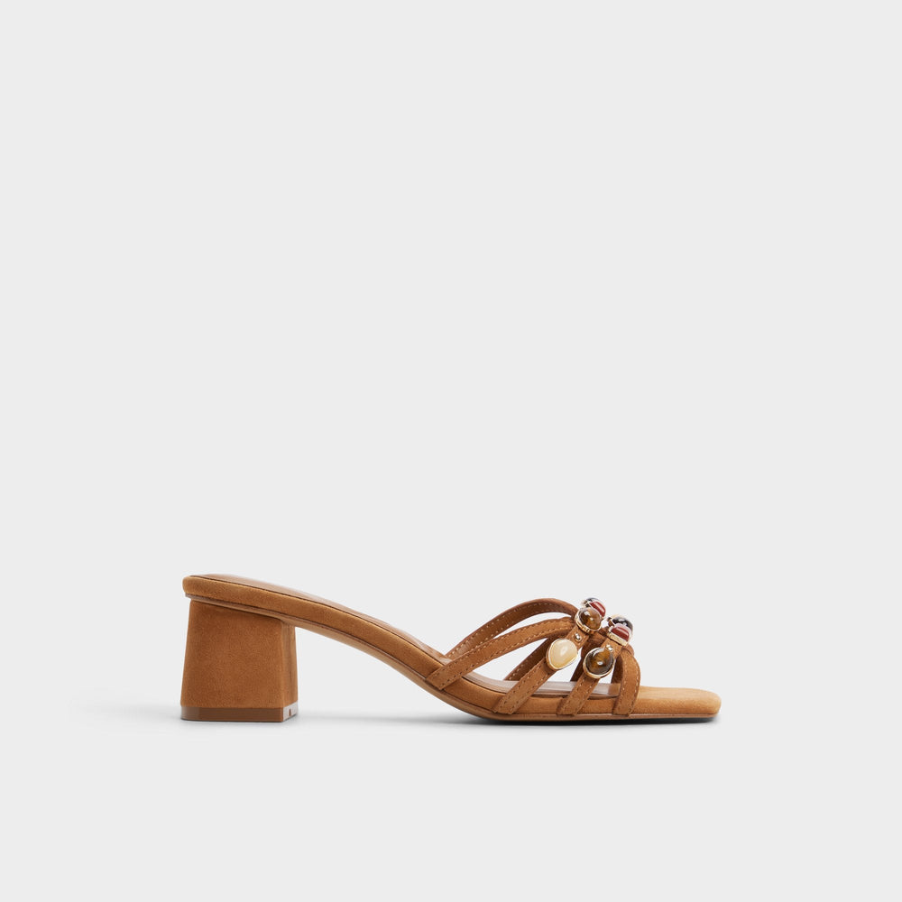 Aldo Jemstone in Medium Brown - Strappy heeled sandal, Block heel Women