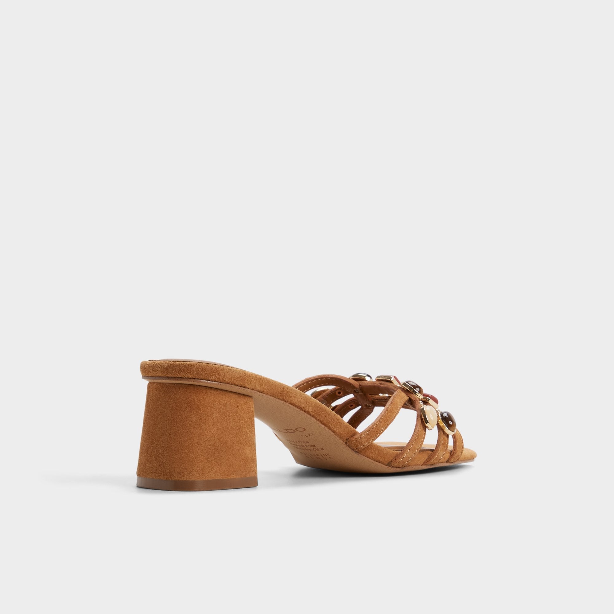 Aldo Jemstone in Medium Brown - Strappy heeled sandal, Block heel Women