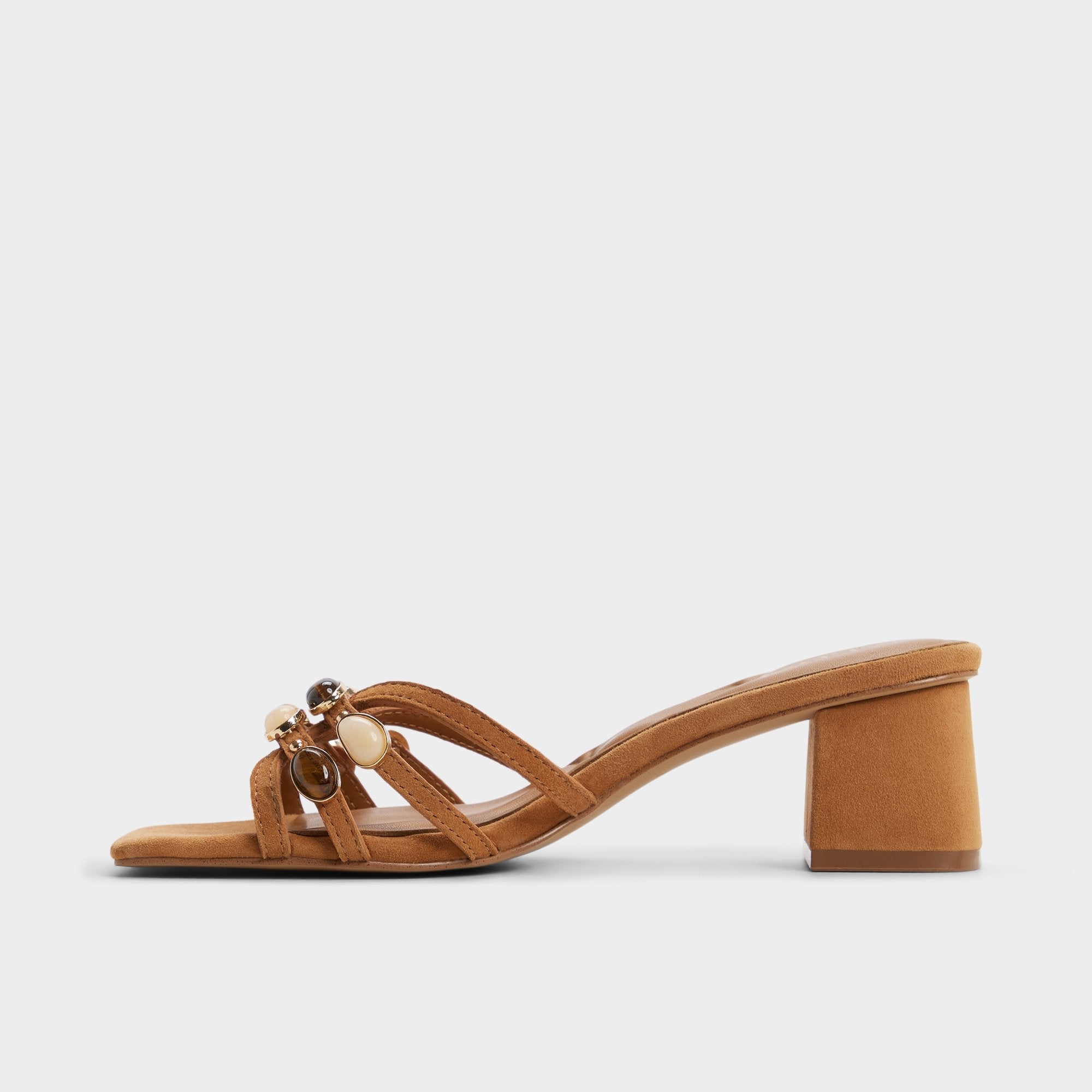 Aldo Jemstone in Medium Brown - Strappy heeled sandal, Block heel Women