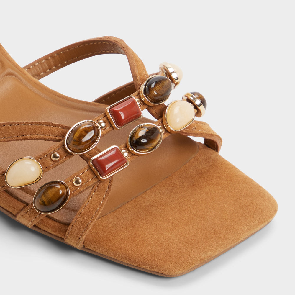 Aldo Jemstone in Medium Brown - Strappy heeled sandal, Block heel Women