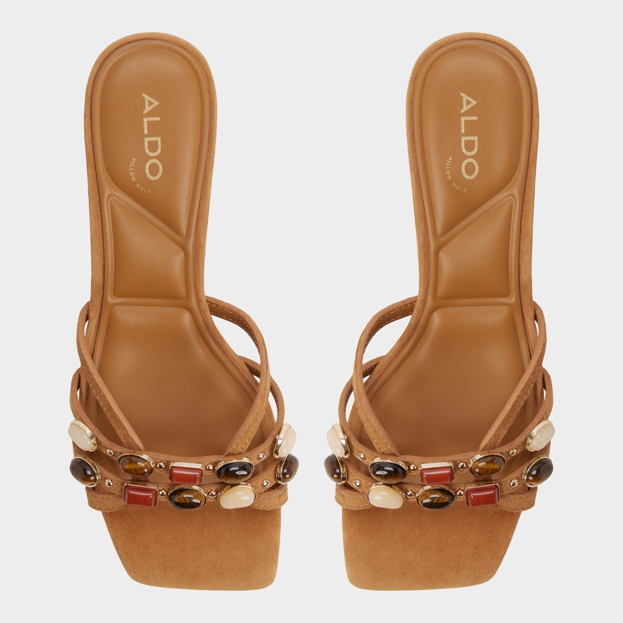 Aldo Jemstone in Medium Brown - Strappy heeled sandal, Block heel Women