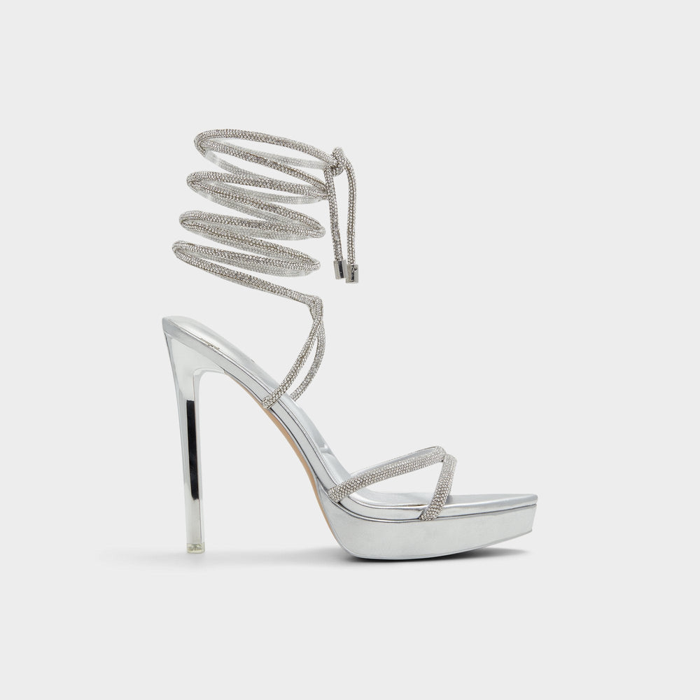 Aldo Izabella in Silver 13621003 - Strappy heeled sandal, Platform Women