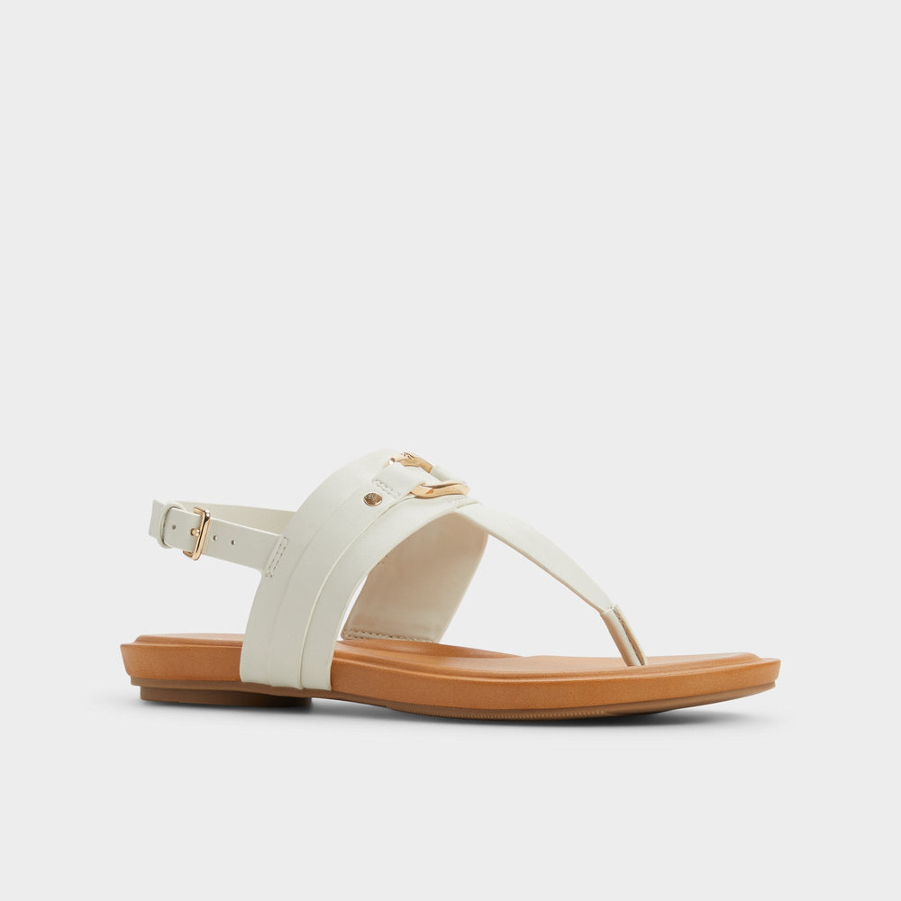 Aldo Taylen White/Bone Women's Footbed sandals - T-strap sandal Women