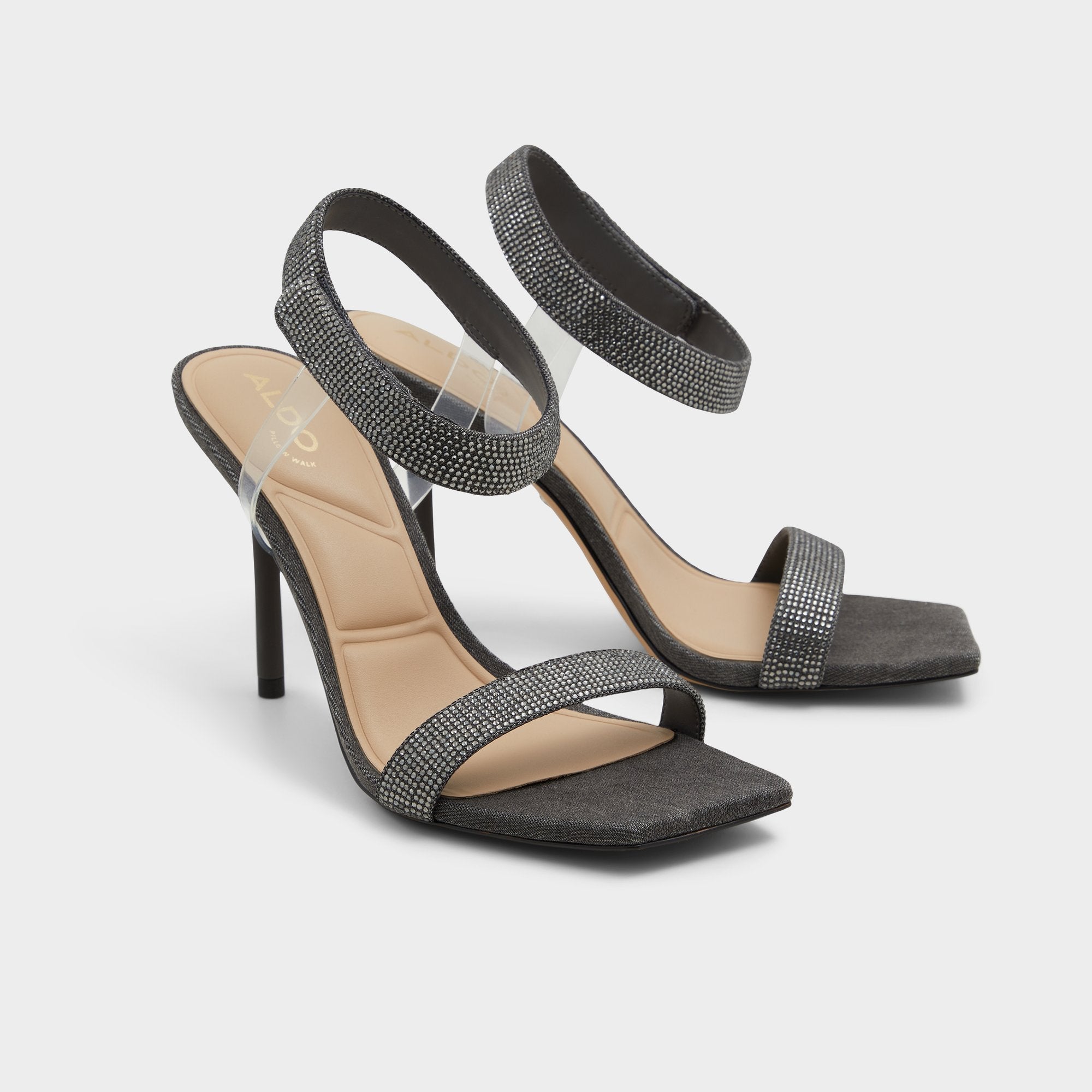 Aldo Rosy Dark Grey Women's Strappy sandals - Strappy heeled sandal Women