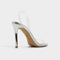 Aldo Quinilynn Silver Women's Iridescent metallics - Strappy heeled sandal, Stiletto heel Women
