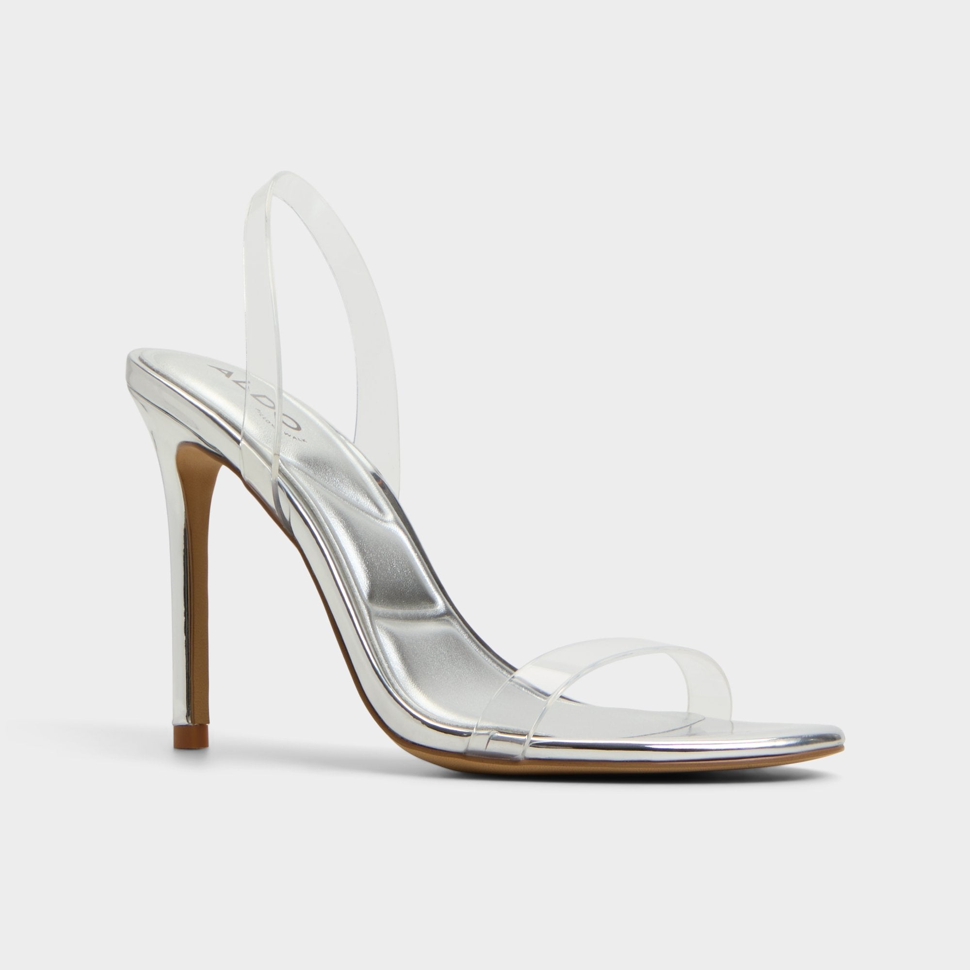 Aldo Quinilynn Silver Women's Iridescent metallics - Strappy heeled sandal, Stiletto heel Women