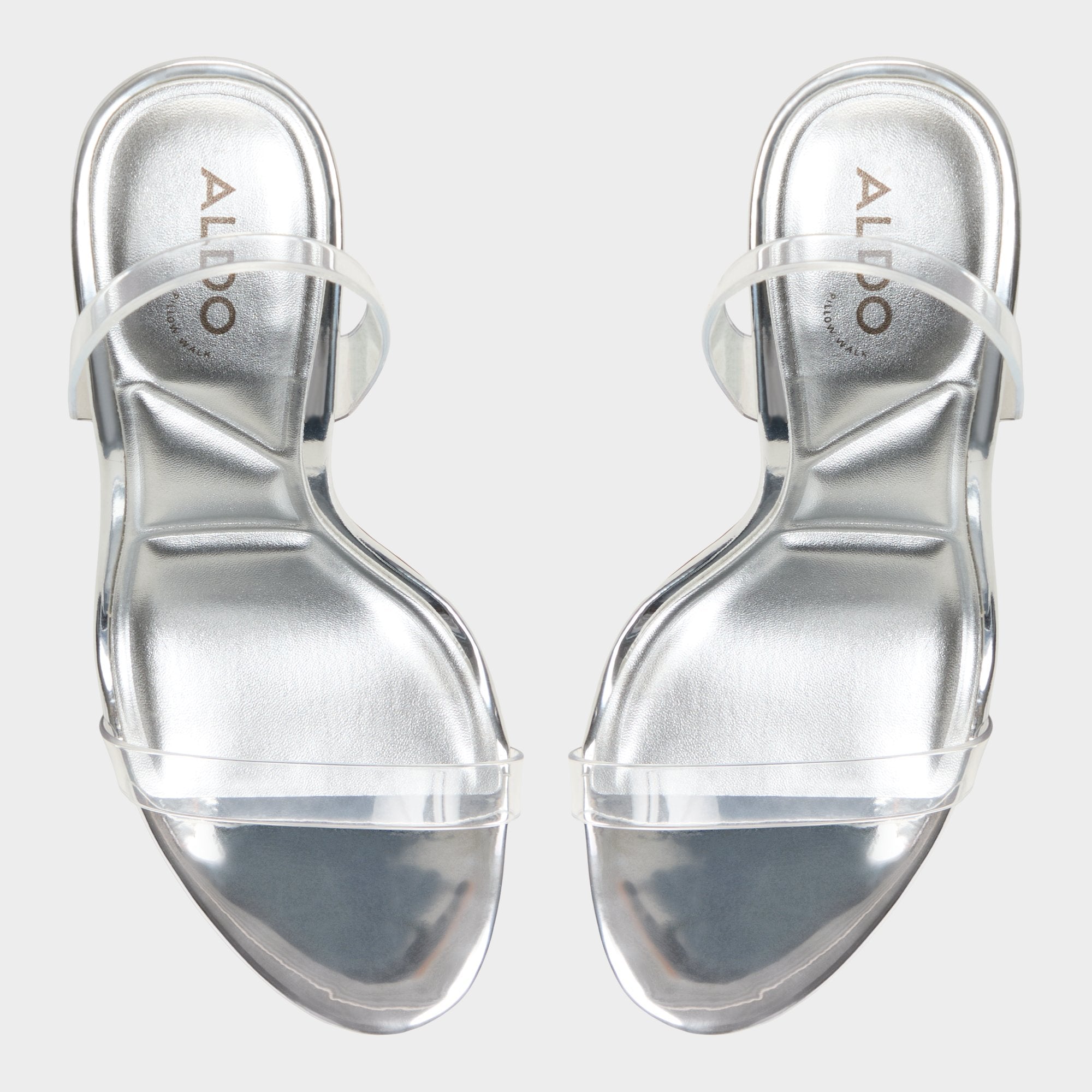 Aldo Quinilynn Silver Women's Iridescent metallics - Strappy heeled sandal, Stiletto heel Women