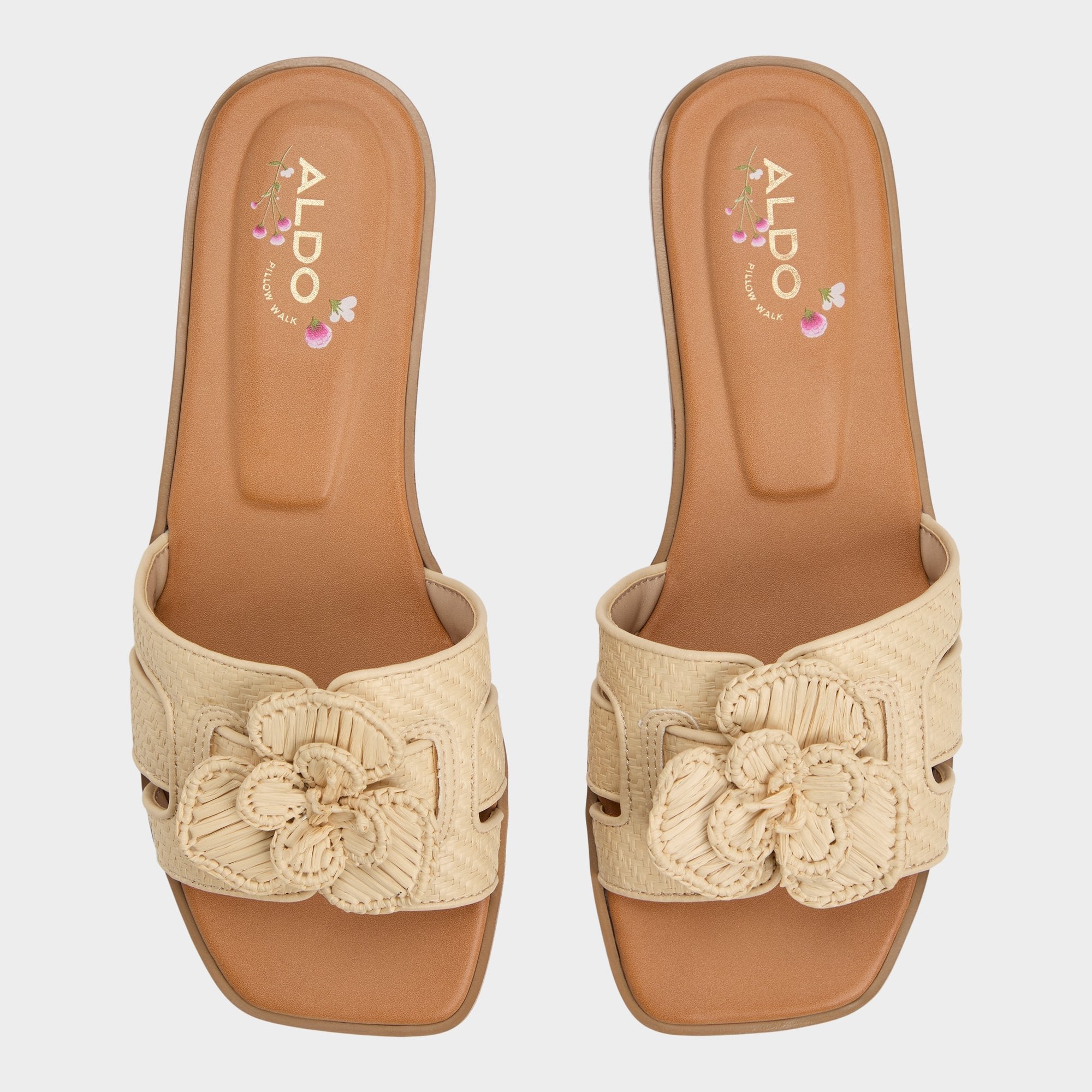Aldo Seaflower Light Beige Women's Flats - Slide sandal Women