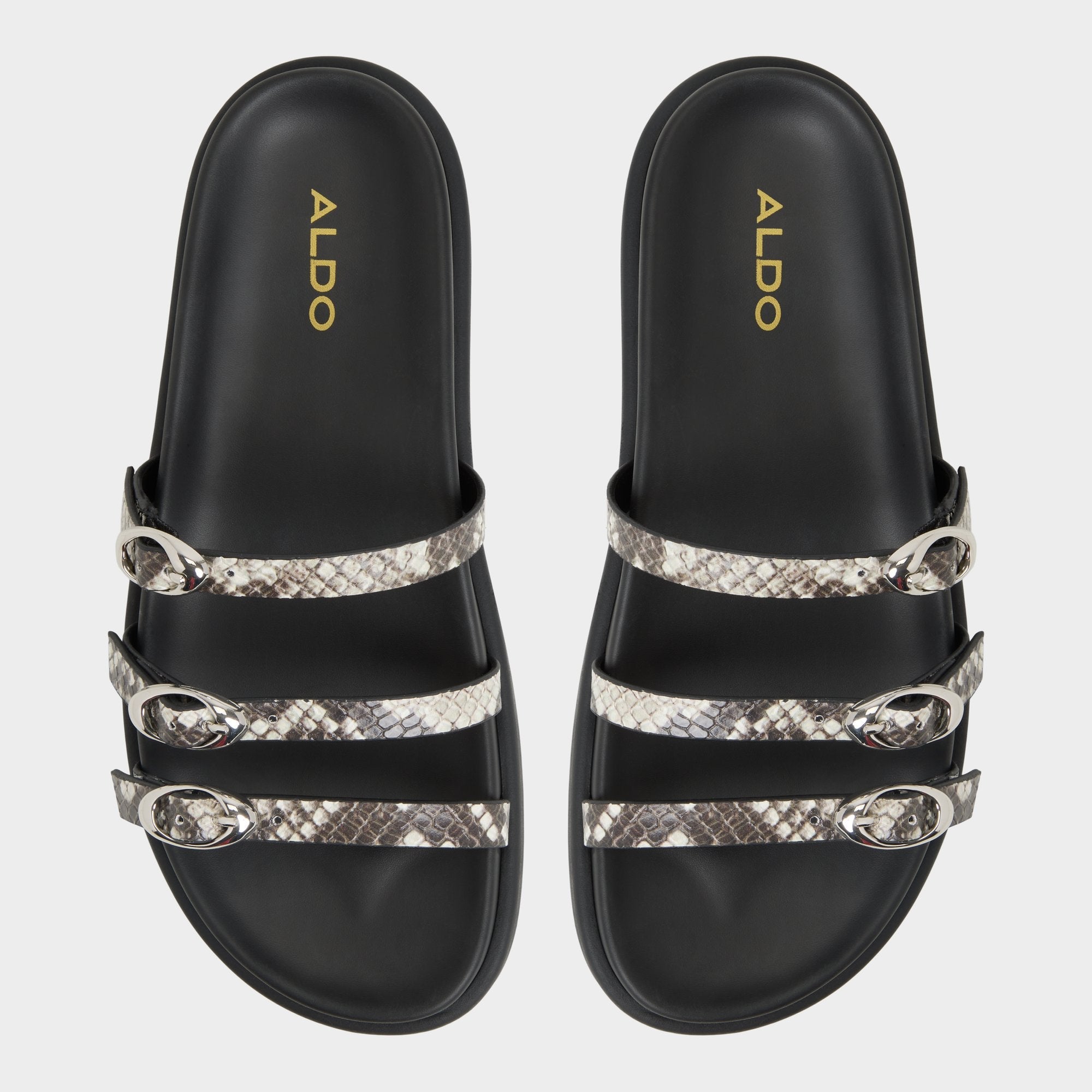 Aldo Zephyra White/Black Women's Footbed sandals - Footbed sandal Women