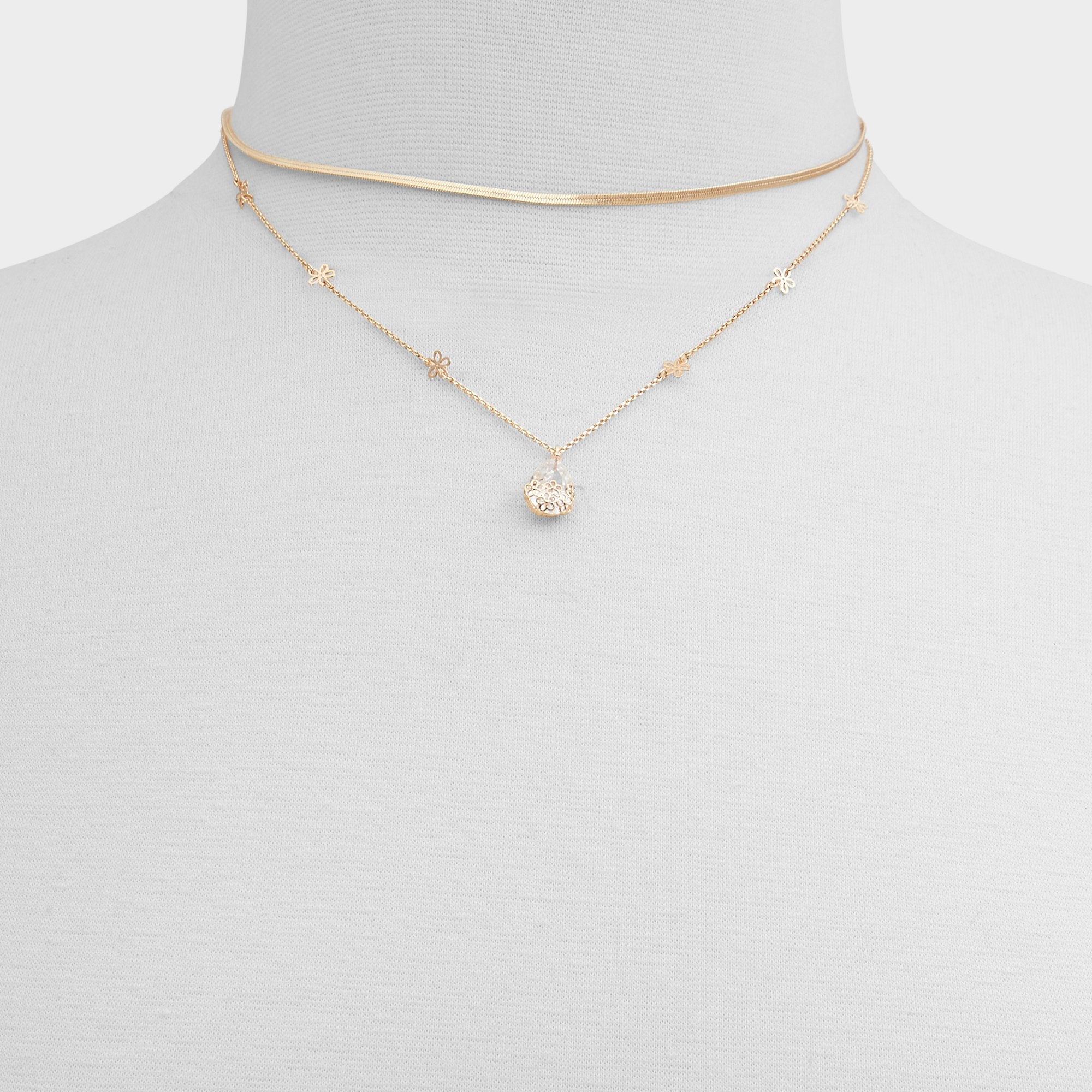 Aldo Teardrop Gold/Clear Multi Women's Necklaces - Necklace Women|Accessories