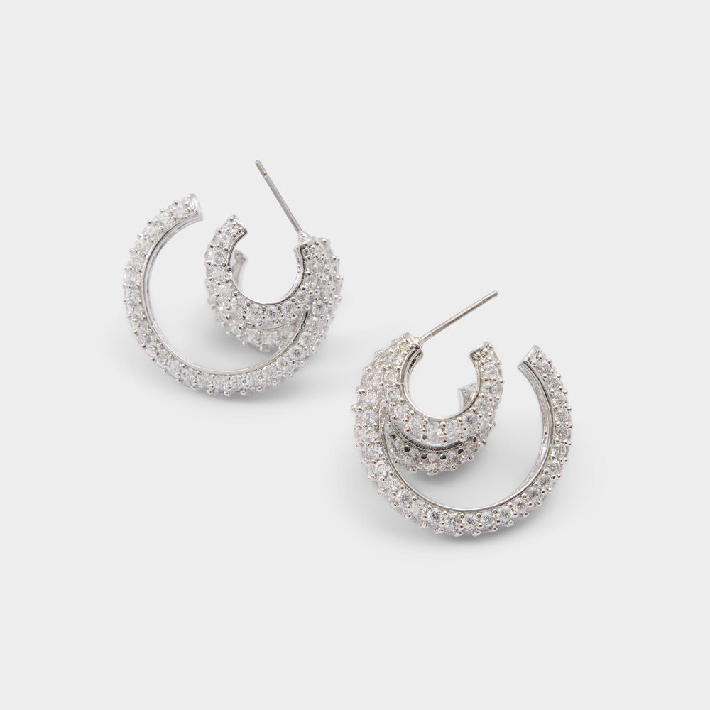 Aldo Glitzys in Silver Clear Multi - Hoop earrings Women|Accessories