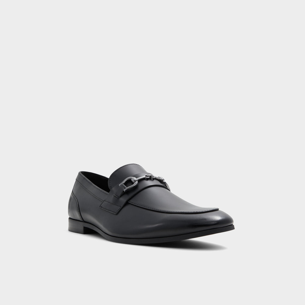 Aldo Marinho Open Black Leather Smooth Men's Dress Shoes - Loafer Men