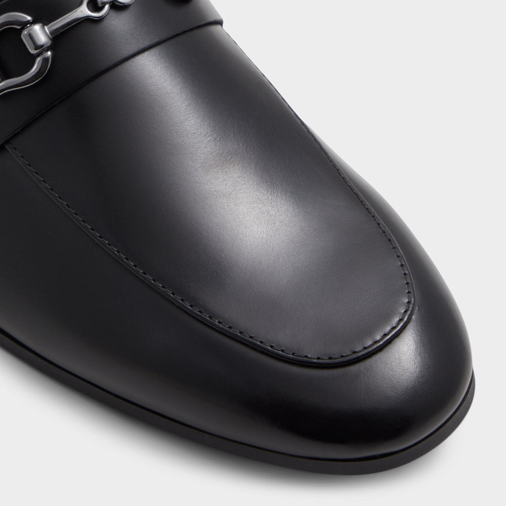 Aldo Marinho Open Black Leather Smooth Men's Dress Shoes - Loafer Men