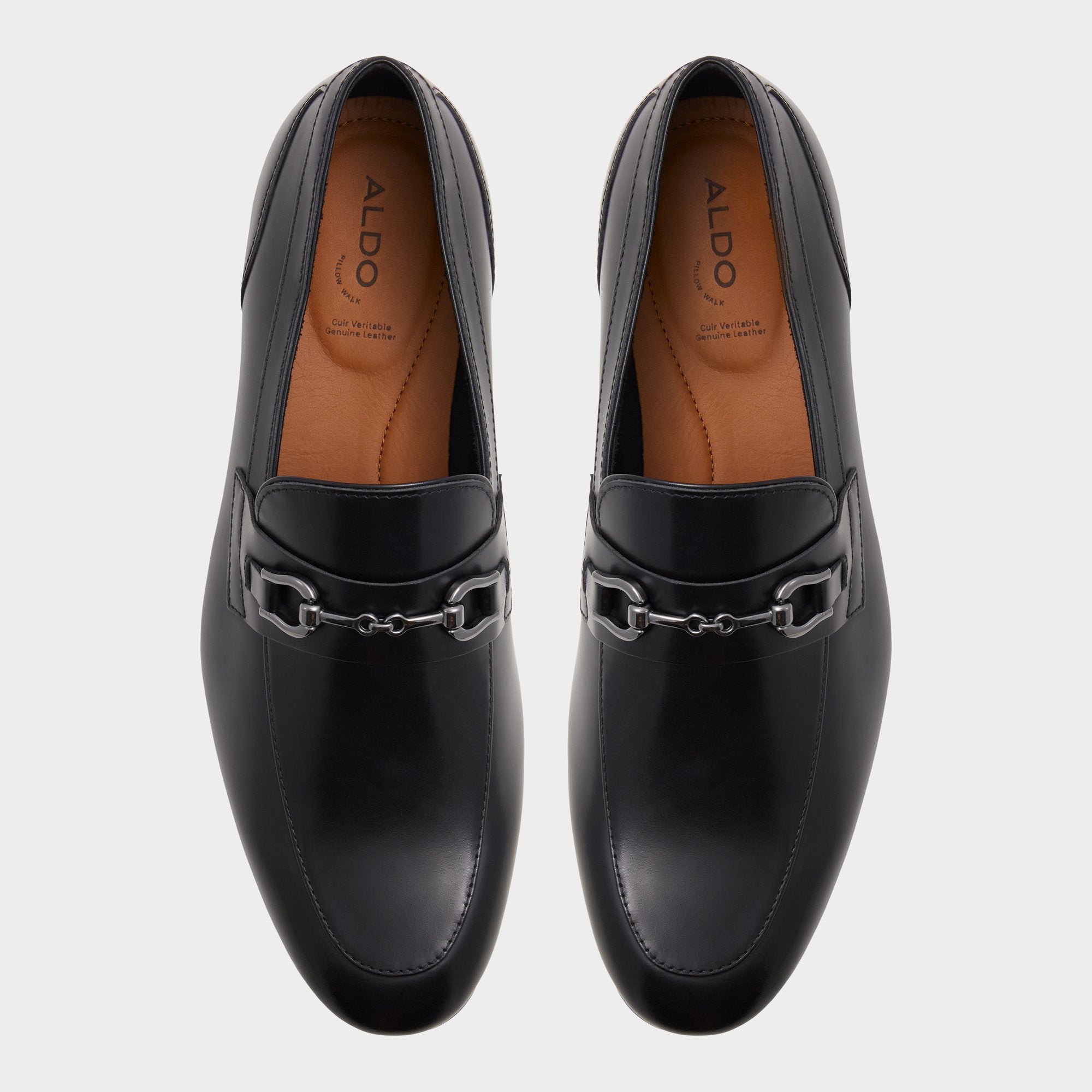 Aldo Marinho Open Black Leather Smooth Men's Dress Shoes - Loafer Men