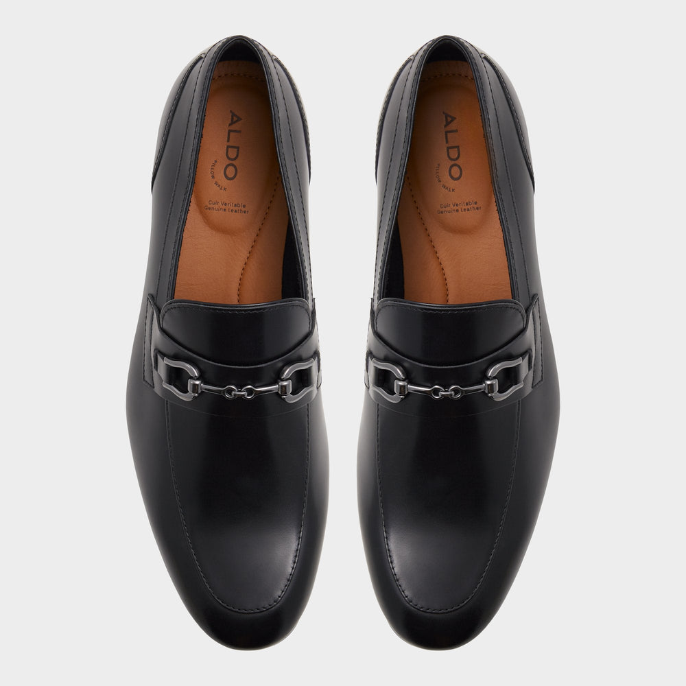 Aldo Marinho Open Black Leather Smooth Men's Dress Shoes - Loafer Men