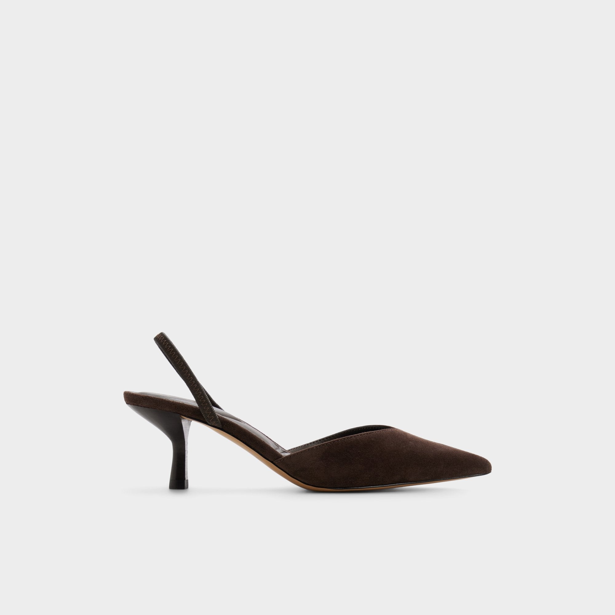 Aldo Re in Olivia Dark Brown - Sling back high heel, Stiletto heel New